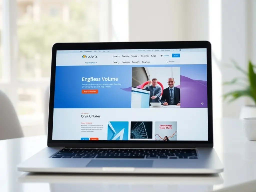 A sleek and modern website design displayed on a laptop screen, highlighting user-friendly navigation and engaging visual elements.